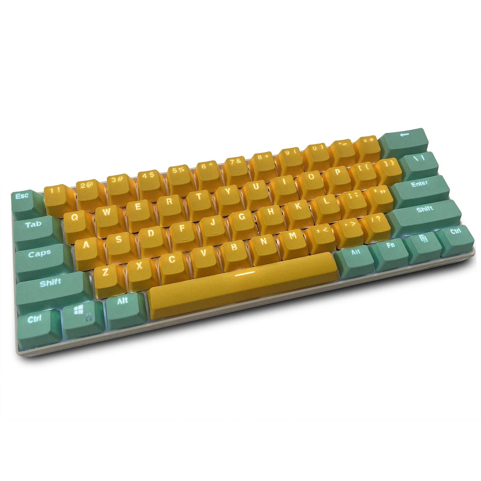 

Cyan Yellow RK 61 Keycaps(Keycaps Only Sold)PBT Material OEM Height, Backlit Two-Color Mechanical Keyboard Keycaps