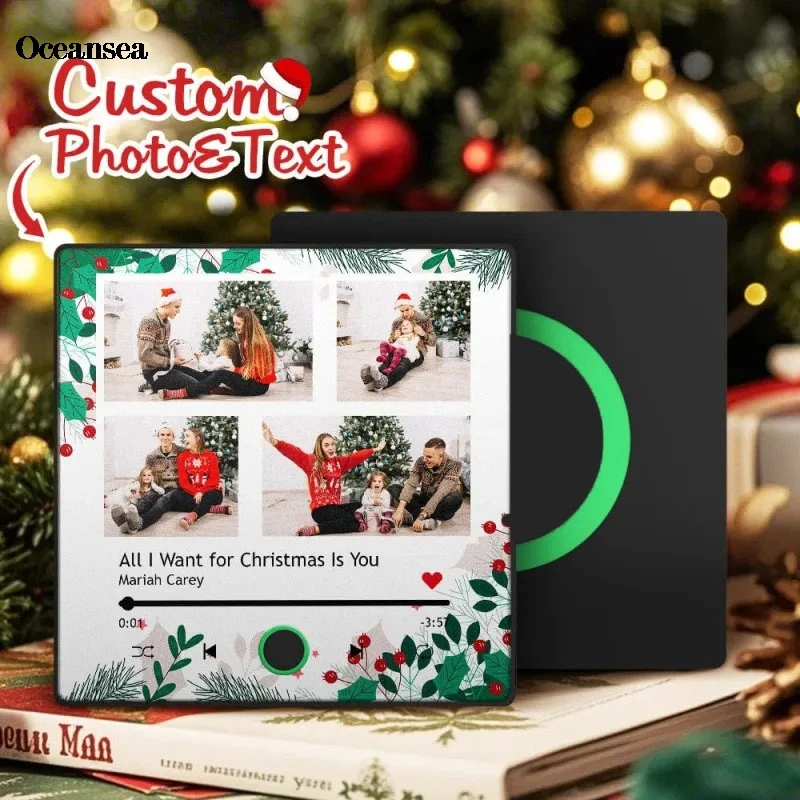 

Customized 4 photo Music Fridge Magnet with Frame, Personalized Refrigerator Magnets, Best Christmas Day Gift 2025