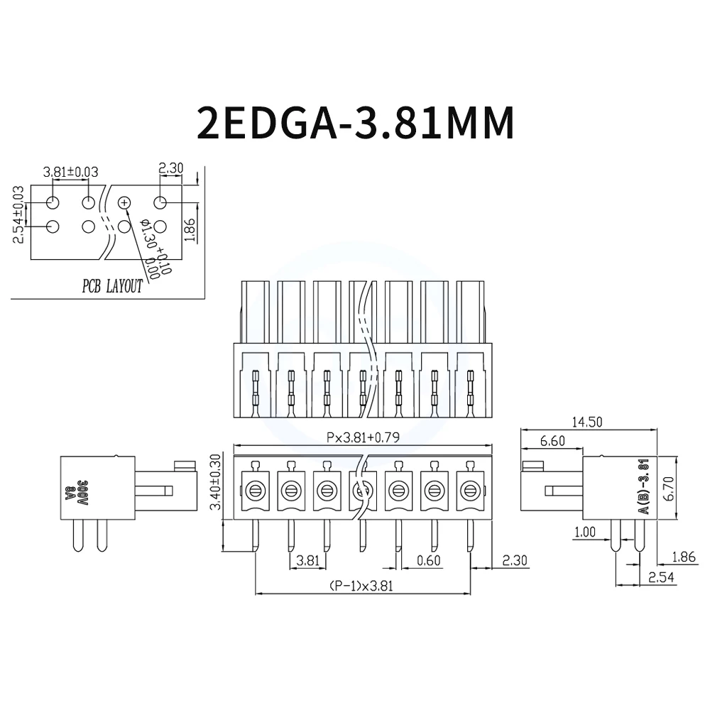 (5 pcs) KF 2EDGA 2EDGB 3.5mm 3.81mm Board-to-Board Vertical In-Line PCB Soldering Right Angle/Straight Pin 15EDGA/B 3.5 3.81