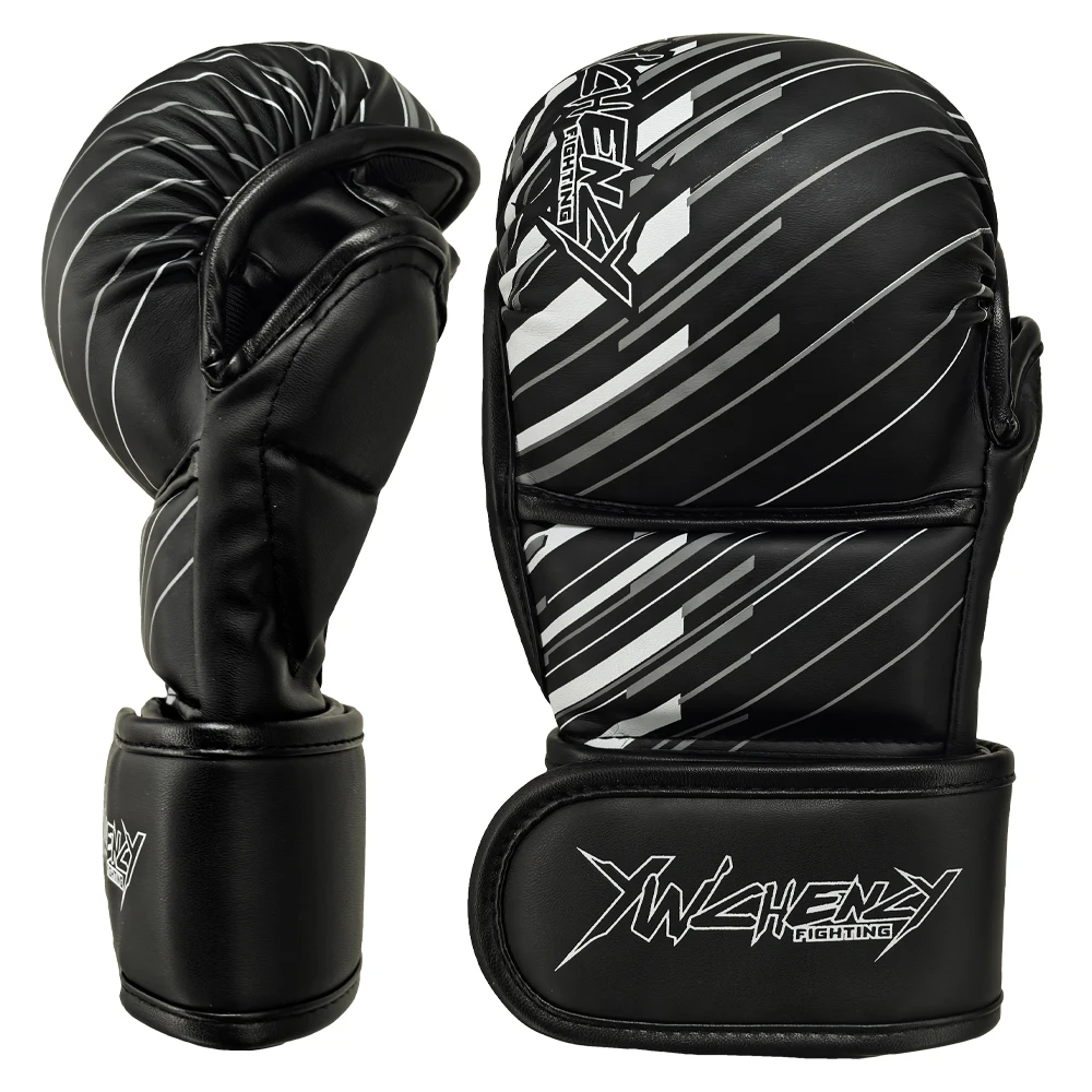 

Профессиональные боксерские тренировочные перчатки для ММА для взрослых, кожаная подушка на половину пальца, костяшки саньды для мешка с песком