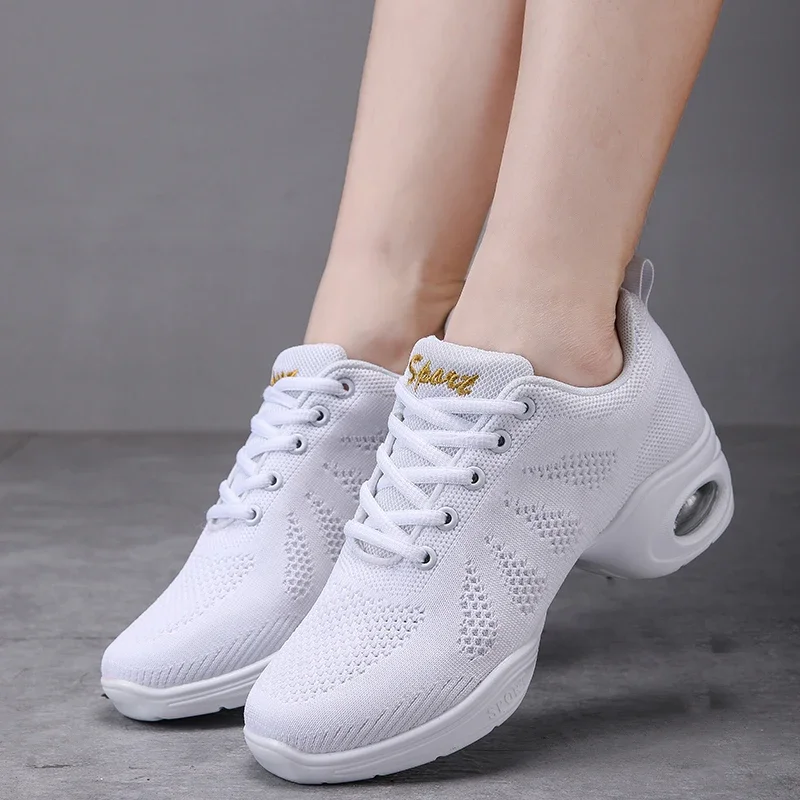 Women New Brand Dance Sneaker Shoes Black Air Mesh Hip Hop Dance Sneaker Athletic Girls Sneaker Dance Shoes For Woman