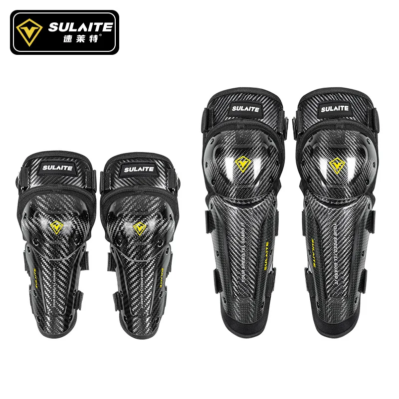 

SULAITE T2 Carbon Fiber Motorcycle Knee Pads with Quick Release Buckle Reflective Design for Motocross