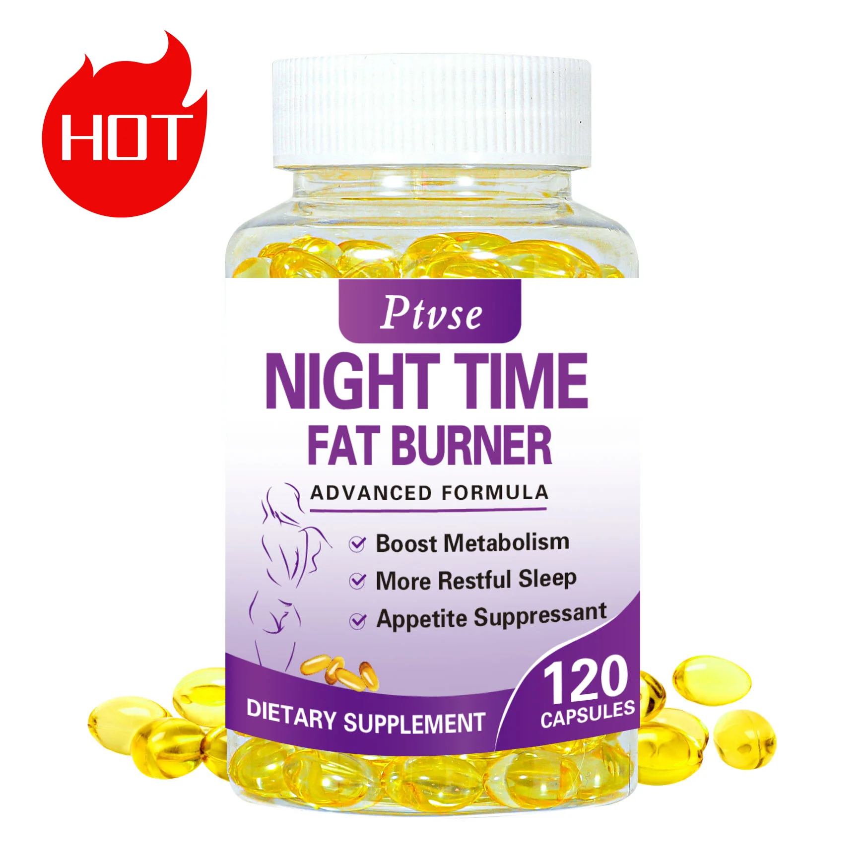 

New Night Time Weight Loss Capsules Fat Burner with Melatonin Metabolism Booster Appetite Suppressant Carb Blocker Diet