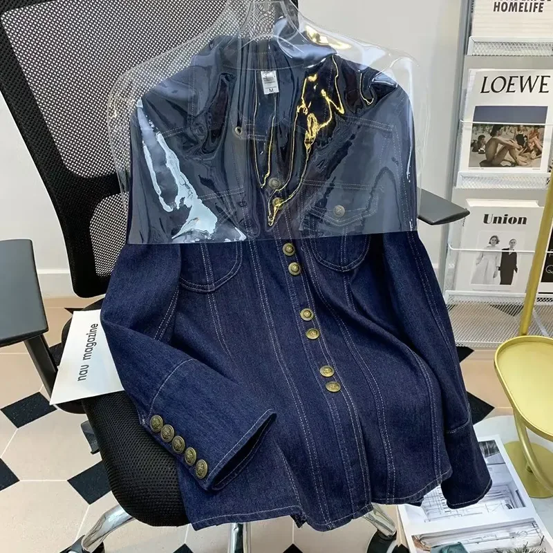 Spring Autumn Denim Shirt Women 2024 New Fashion Loose Vintage Casual Tops Thin Jacket Turndown Collar Button Outerwear Female