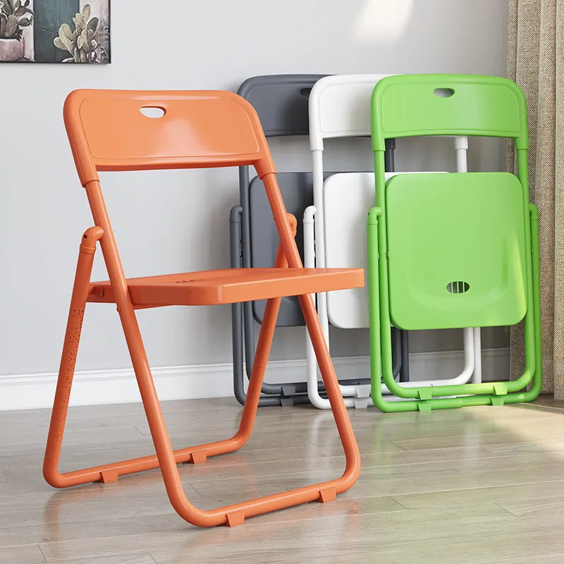 Foldable Plastic Backrest Chair Heavy Duty Household Multi Purpose Stool For Office Computer Training Meeting Dining Event