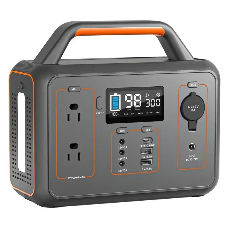 Portable Power Station 300W (Peak 600W) 280Wh Camping Solar Generator with AC 110V Pure Sine Wave USB-C