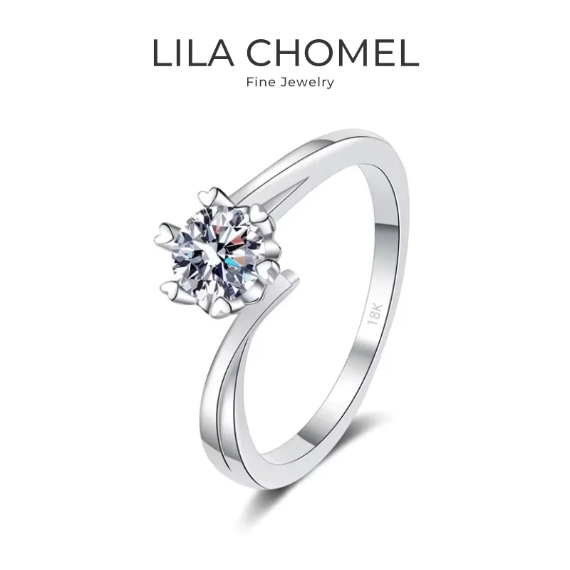 

Women Engagement Rings 18K White Gold Wedding Band VVS 1 D Color 0.3/0.5CT Moissanite Diamond PT950 Platinum Girl Birthday Gift