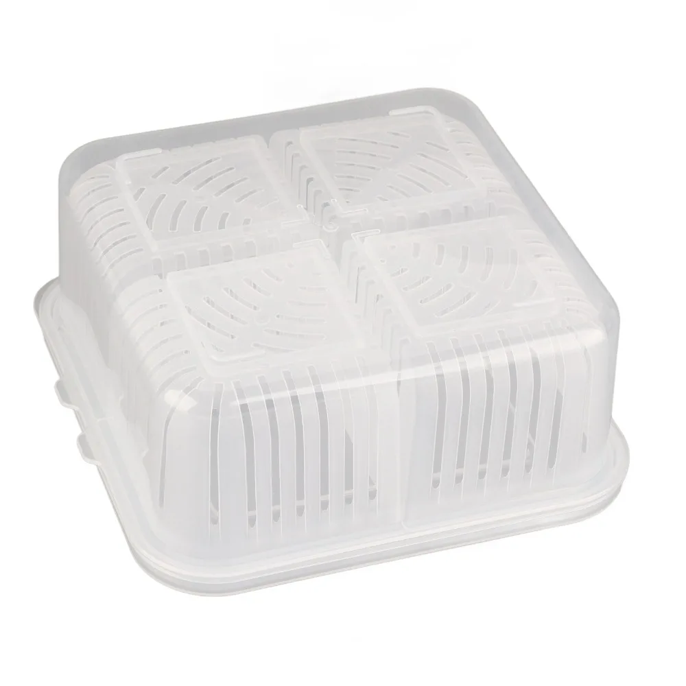 Practical 4-grid Storage Box Large Size with Lid Fresh Box Sealed Drainable Vegetable Box Scallion Organize
