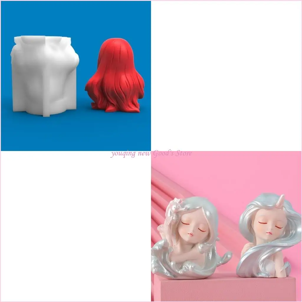 57QA Silicone Mold Scented Soap Wax Mold Gilrs Silicone Mold for Resin Crafts