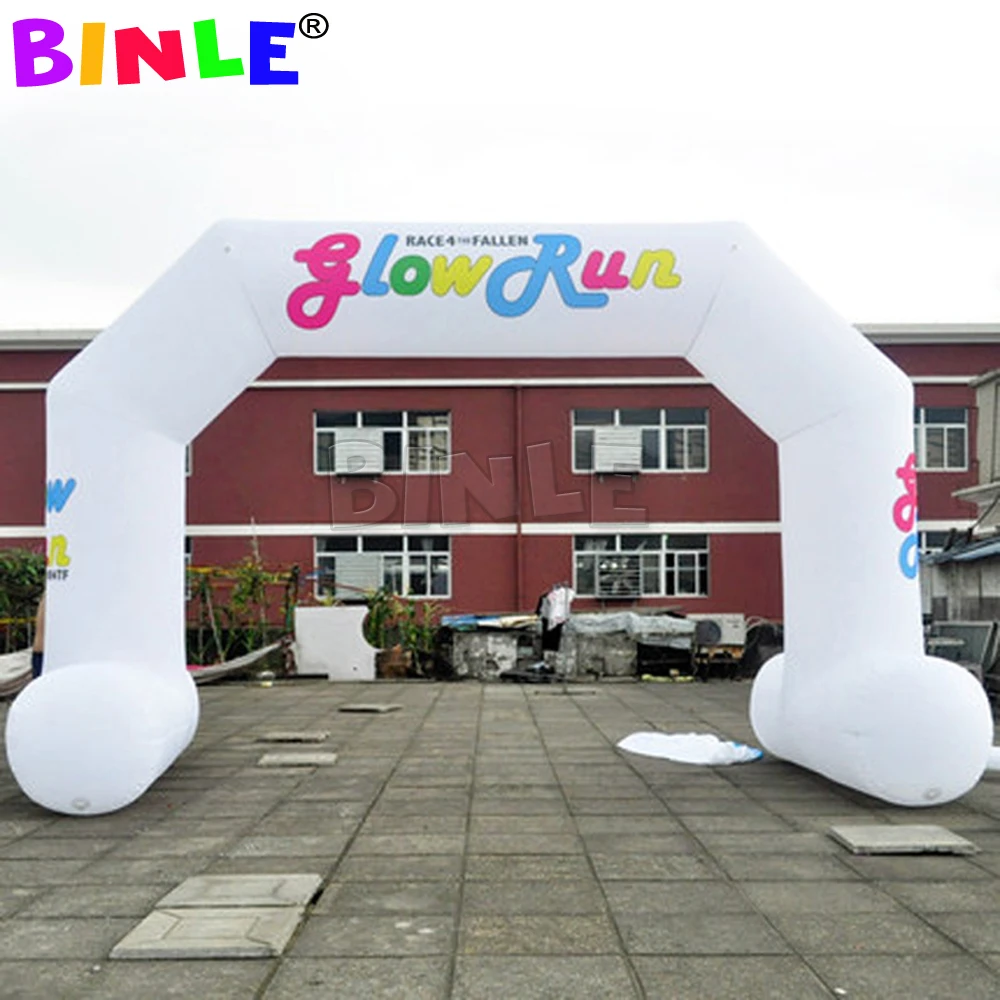 

Customized white 8m freestanding inflatable racing run arch for sports event