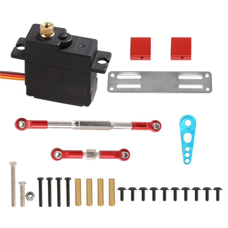MACH-17G Metal Gear Servo And Steering Link Rod Servo Mount Set For WPL C14 C24 1/16 RC Car Upgrade Parts Accessories