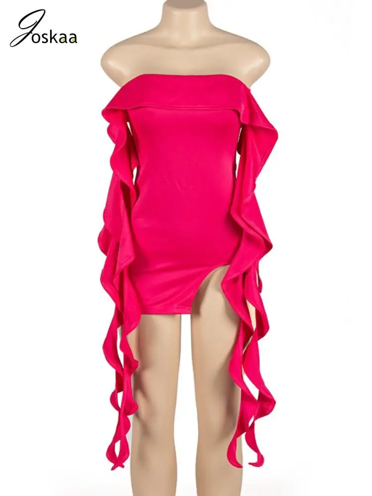 Joskaa Elegant Ribbon Strapless Party Dress Women Sexy Wrap Chest Backless Bodycon Mini Dresses 2024