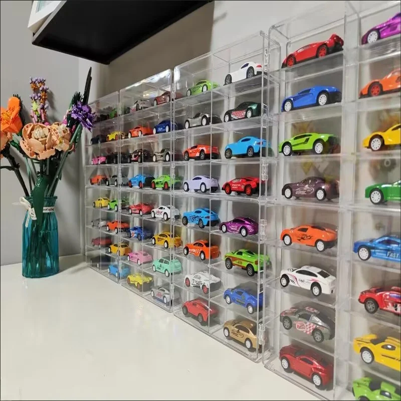 

Translucent Acrylic Alloy Car Model Storage Box Display Stand Toy Organizer for Children's Bedroom Plastic Material