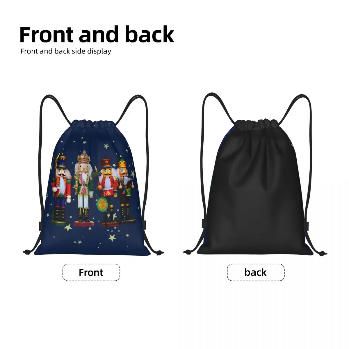 Holiday Nutcrackers Drawstring Bags Gym Sports Sackpack Christmas Nutcracker Cartoon Toy Soldier Shopping Storage Backpacks