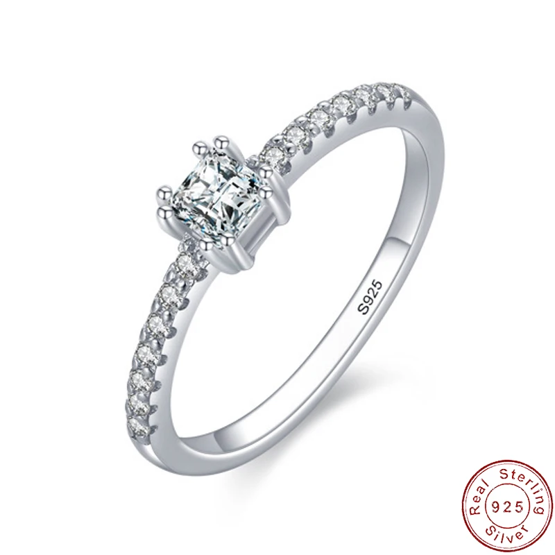 

Classic European Simple AAA CZ S925 Sterling Silver Finger Ring For Women Birthday Wedding Jewelry R0267