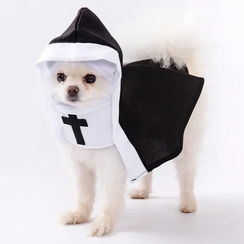 Halloween Cute Anime Cats Nun Costume Kawaii Cartoon Pet Cosplay Creative Funny Party Decoration Supplies Gifts