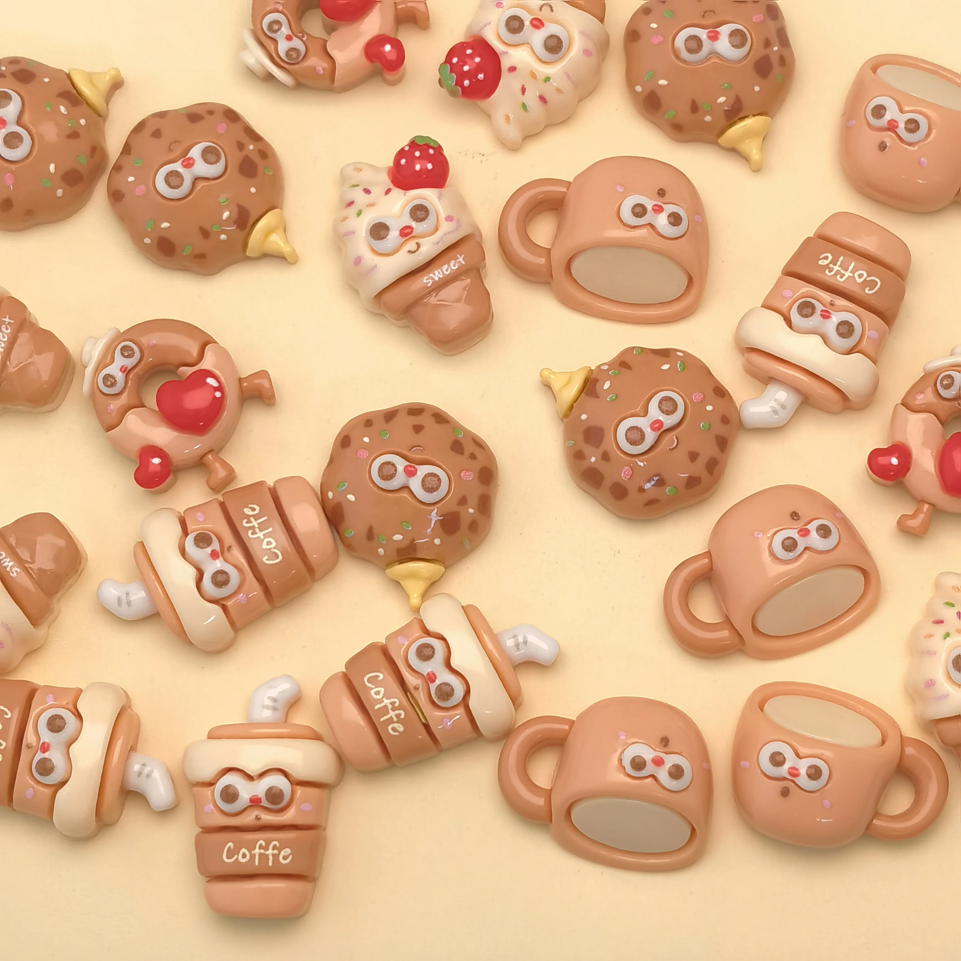 Cartoon Flatback Resin Biscuits Popcorn Ice Cream Food Cabochons Craft Embellishments DIY Hair Bows Decor Accessory