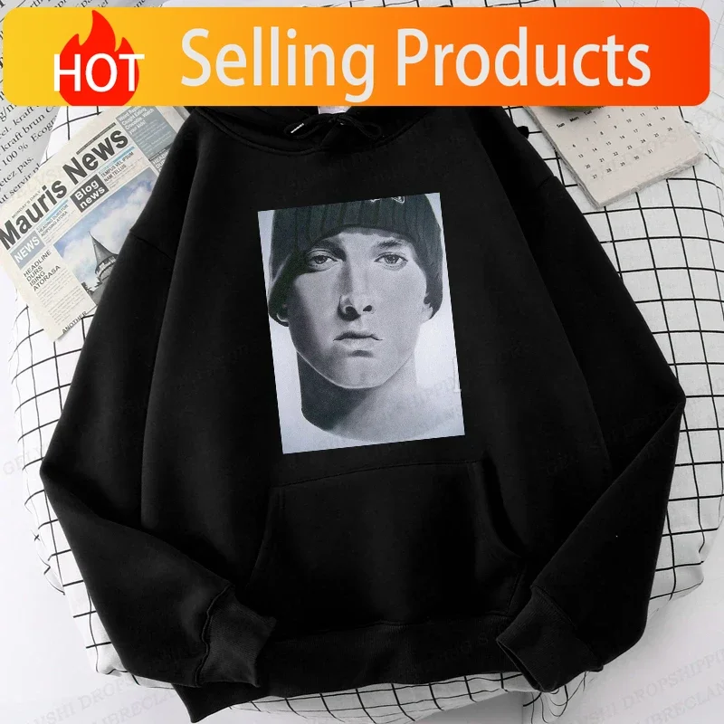 Eminem Print Hoodie Men Women Fashion Hoodies Kids Hip Hop Hoodies Women Sweats Boy Coats Rapper Sweats Men's Clothing Rock