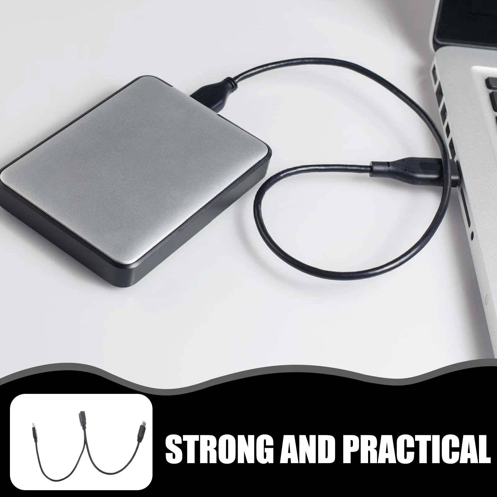 USB Splitter Y Cable Power Adapter 2 Male to 1 Female Extension Connector USB Extension Cord for Portable Hard Disk Computer Use