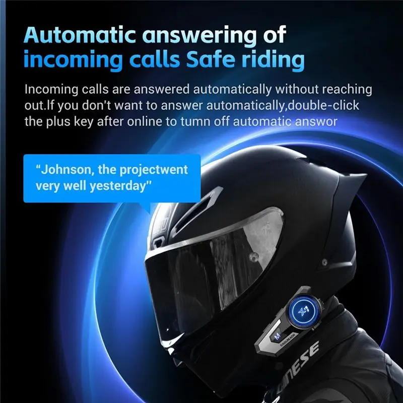 Alto-falante compacto para capacete de motocicleta, cancelamento de ruído, música estéreo, resposta automática, ruído inteligente/despertar