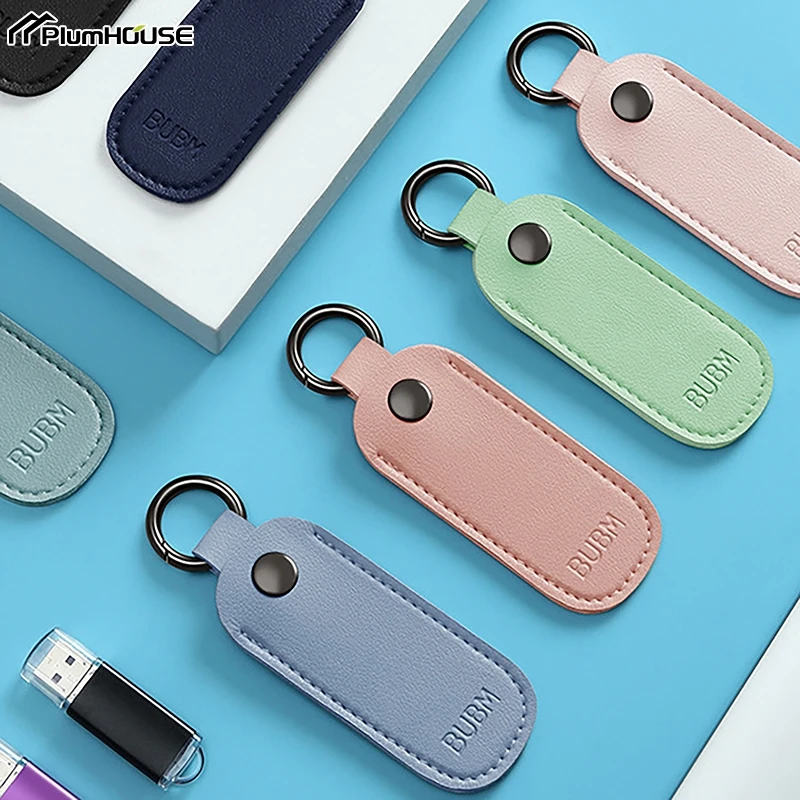 Couro U Disk Pouch, Porta-chaves, USB Flash Drive Storage Bag, Pen Drive capa protetora, Memory Stick Case
