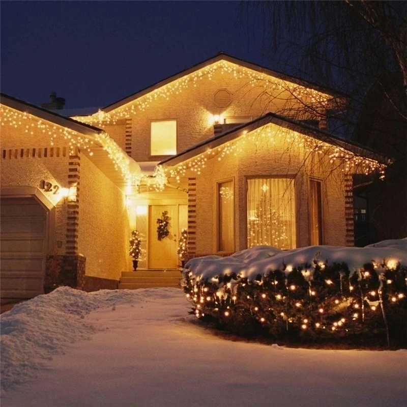 5M Christmas Garland LED Curtain Icicle String Lights Droop 0.4-0.6m AC 220V Garden Street Outdoor Decorative Holiday Light