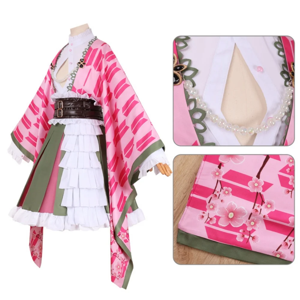 Anime Mitsuri Kanroji Cosplay Costume Mitsuri Kanroji Costume Wig Outfits Halloween Party view 4