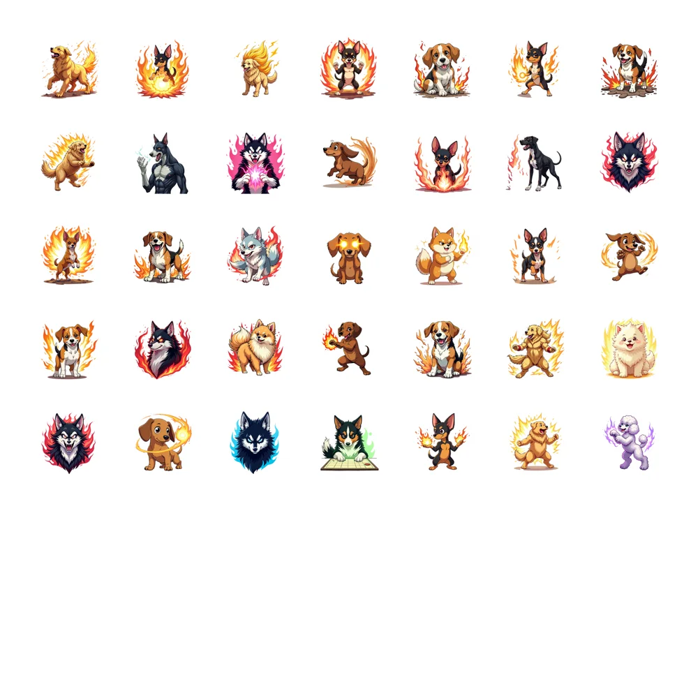 35pcs Decals waterproof Vinyl Stickers Fire Stickers Animal Stickers for 's rewards luggage decoration DIY notebooks