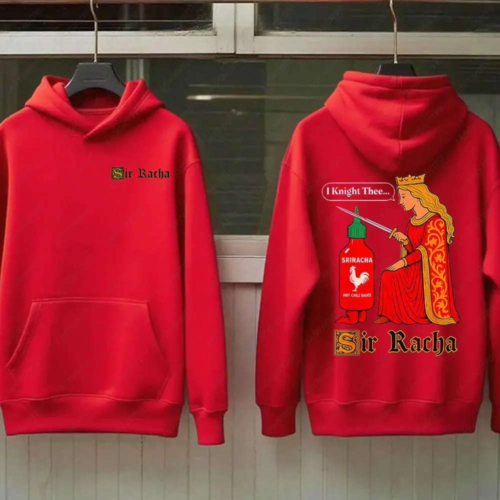 Sir Racha homme femme 2 faces sweats à capuche Sri Racha Art médiéval pull Sriracha Fan Merch rétro médiéval graphique sweat à capuche