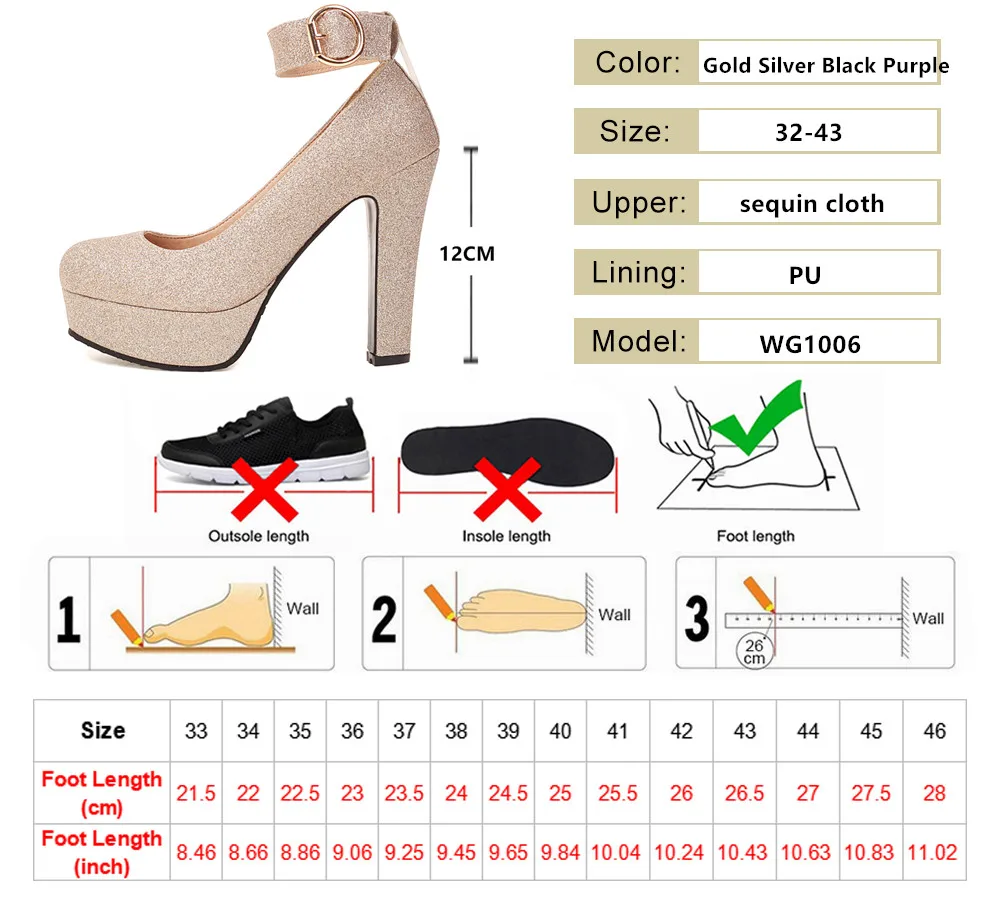 Sexy Gold Silver Sequined Bling Women High Heel Sequin Pumps Fashion Lady Platform Heels Party Wedding White Shoes 32 33 35 43