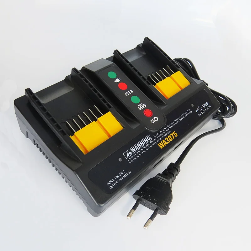 EU Plug Charger for Worx WA3875 20V 18V Li-ion Battery 3A Charger for Worx WA3520 WA3525 WA3578 WA3575 WA3742 Fast Charge