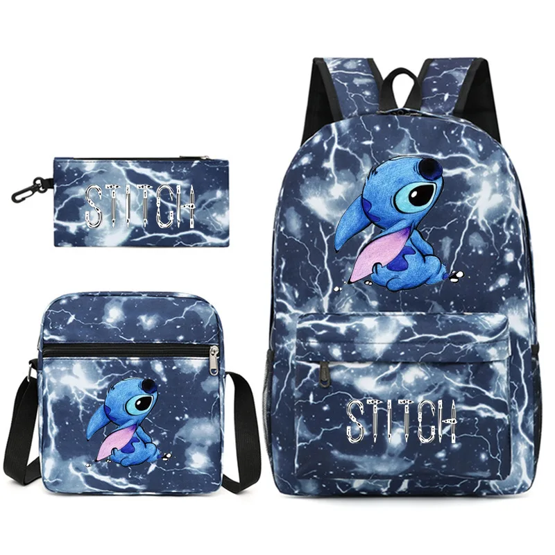 MINISO Disney Stitch Kids Backpack Cartoon Stitch Print Kindergarten Pencil Case Boy Girl Shoulder Bag Children Schoolbag Gift