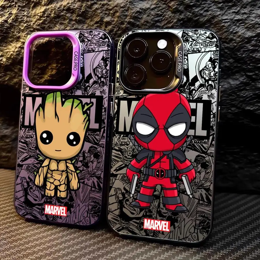 Marvel Groot Deadpool Cover Phone Case for Apple iPhone 15 Pro Max 16 Pro 14 Pro 13 12 11 Pro Max 14 Plus Protective Soft Shell