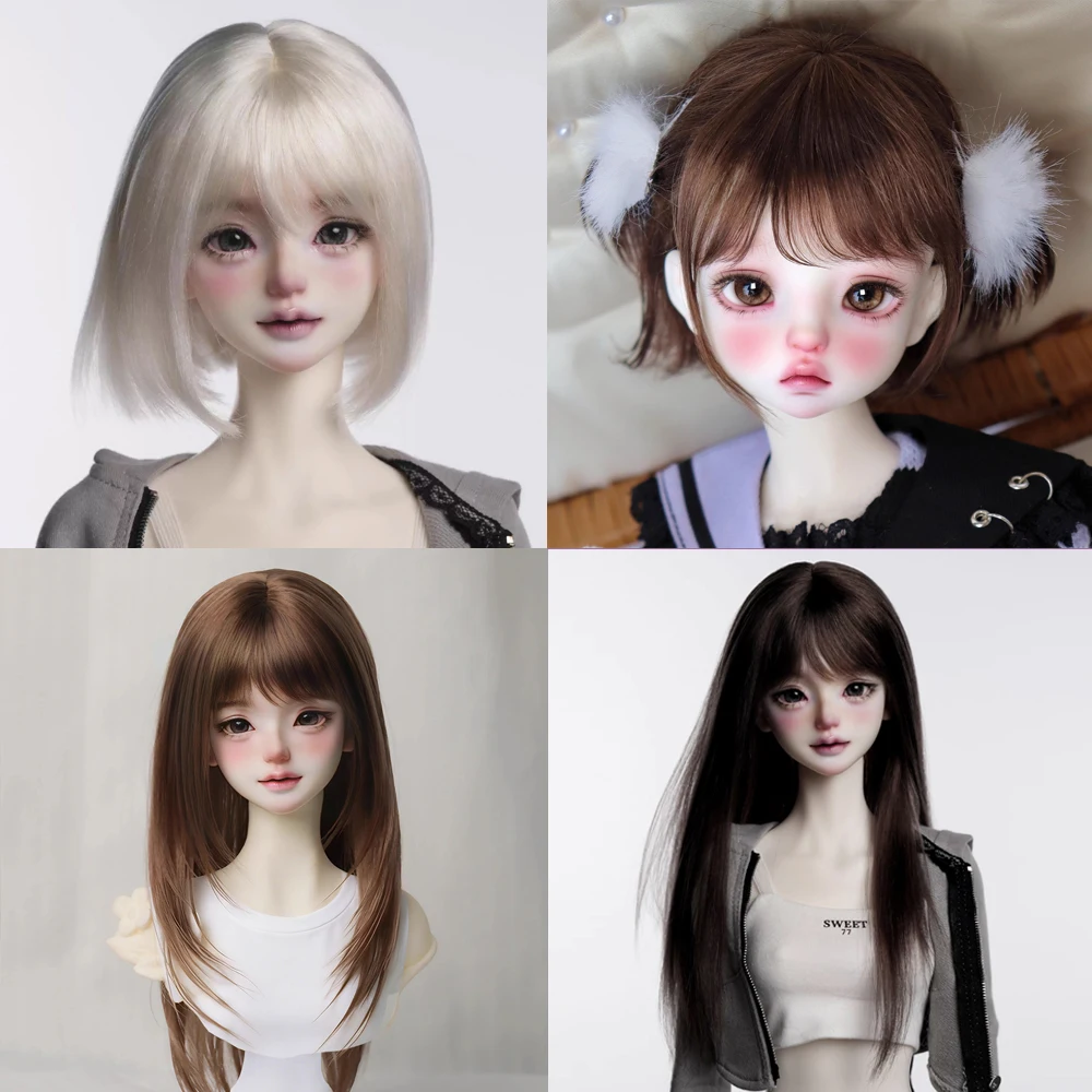 Awen Bjd Wig Mohair 1/4, 1/6 BJD Bangs Straight Short High-layered Long Hair for 30-40cm BJD DD SD Doll Hair in Multiple Colors