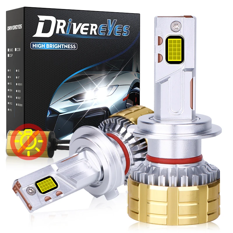 

K5C H7 Светодиодные лампы для фар 6000K LED H4 H1 H11 H8 H9 HB3 9005 HB4 9006 9012 HIR2 CSP ЧИПЫ Медная трубка 12 В Турболампы Противотуманные фары