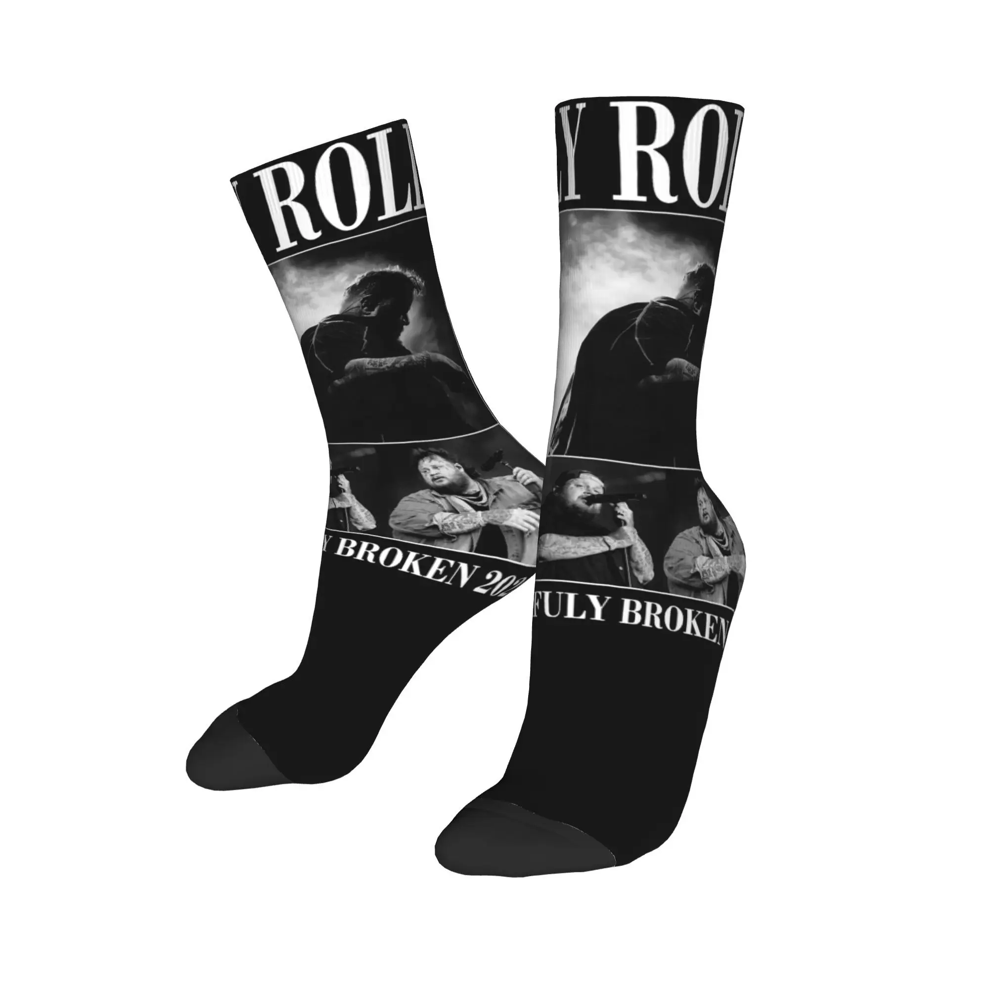 Jelly Roll The Beautifully Broken Tour 2024 Theme Design Dress Socks Outfits for Party Wear Sweat Absorbing Hip Hop Sock