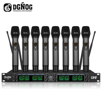 8 Channel Wireless Microphone DGNOG U-801 Professional UHF Karaoke Handheld Mic Frequency Adjust For Party Show Stage Wedding