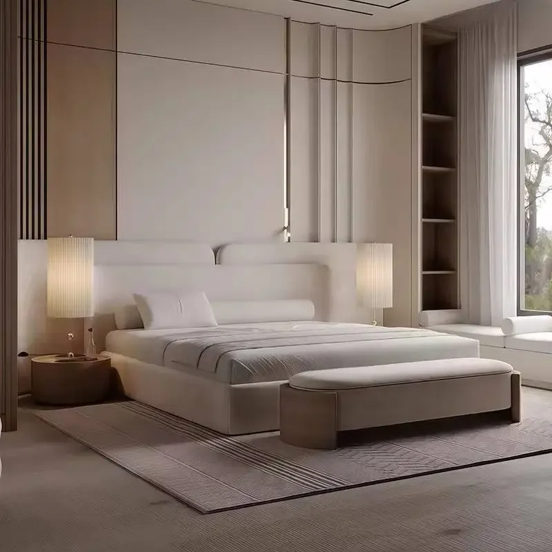 

European White Double Bed Decoration Australia Floating Modern Double Bed Frame Luxury Wooden Cama Casal Furniture For Home