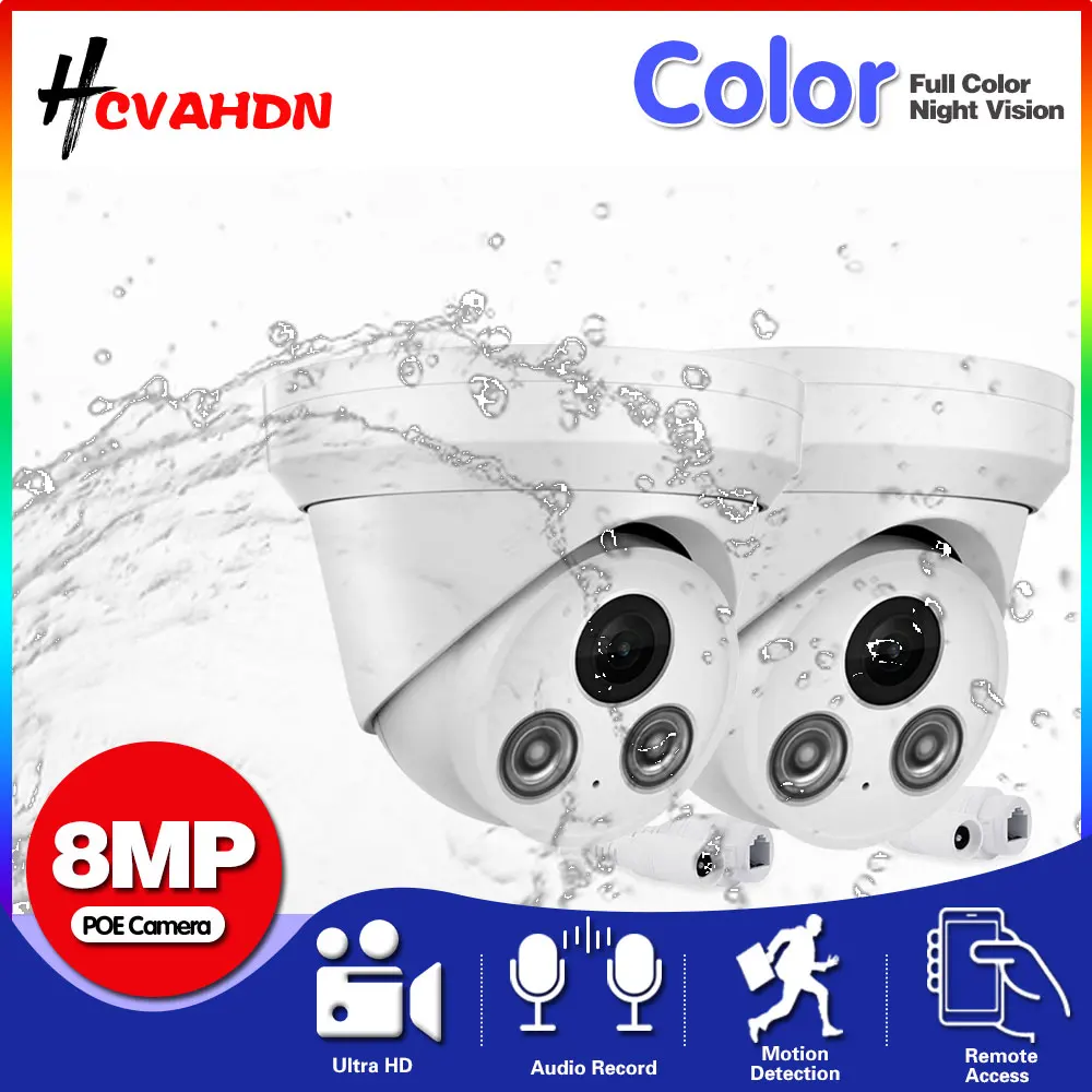 

h.265 8MP 4K POE Indoor Outdoor Security Camera Waterproof CCTV Dome with Color Night Vision for Comprehensive Surveillance