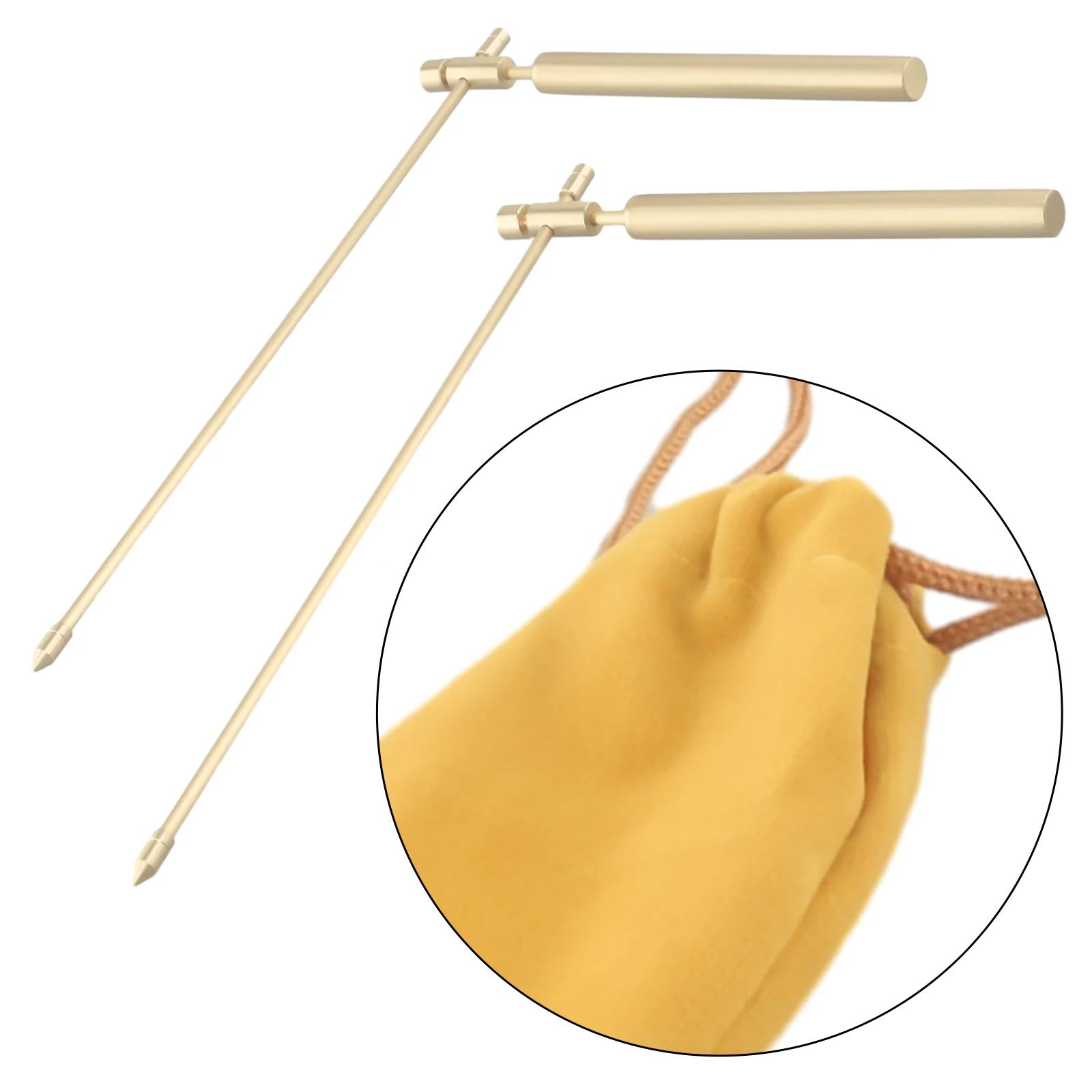 2PCS 99.9% Pure Copper Dowsticks For Treasure Hunting Divination Tools Gold Metal Probe 8.85x2.36x1.77 Inches Measuring Tool