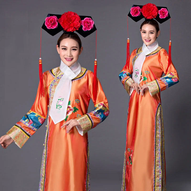 

Chinese Costume Hanfu Qing Dynasty Manchu Concubine Princess Court Embroidered Cheongsam Ancient Princess Cosplay Costume
