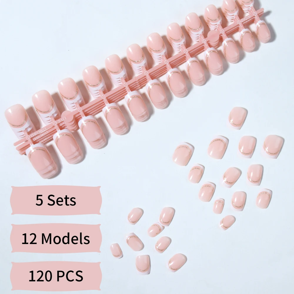 120個（5パック）ショートスクエアプレスオンネイル、グリッ - Nail Art Gliter のレビューと価格