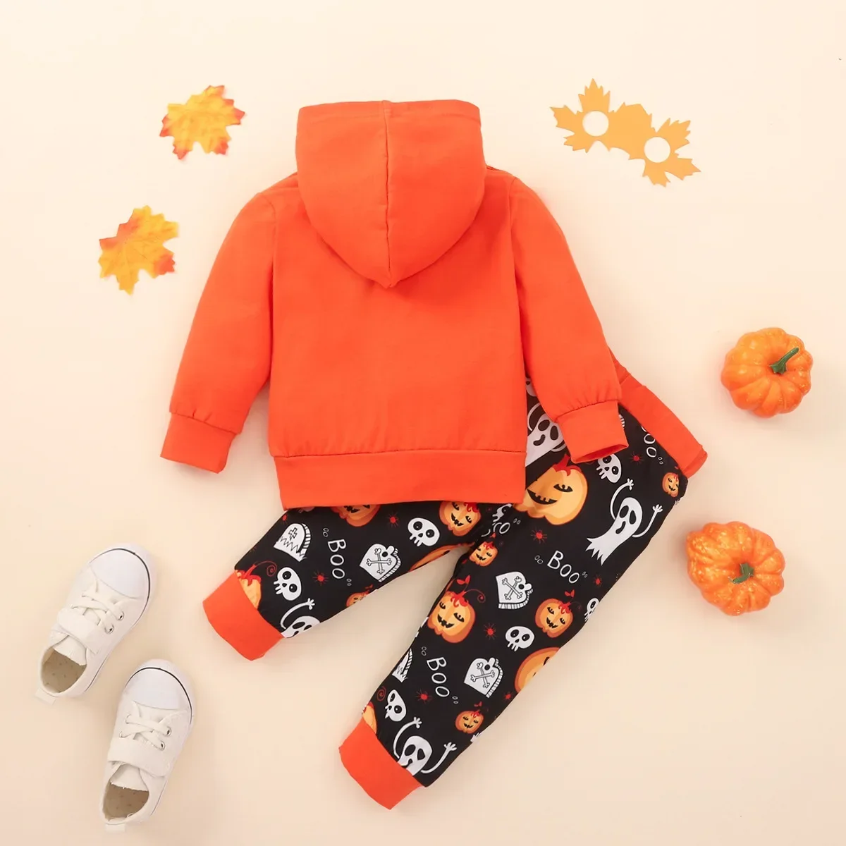 2024 Toddler Boys Girls Clothes Sets Long Sleeve Cartoon Letter Prints Hoodie Halloween T-Shirt Tops Pants Outfits Cosplay Suit