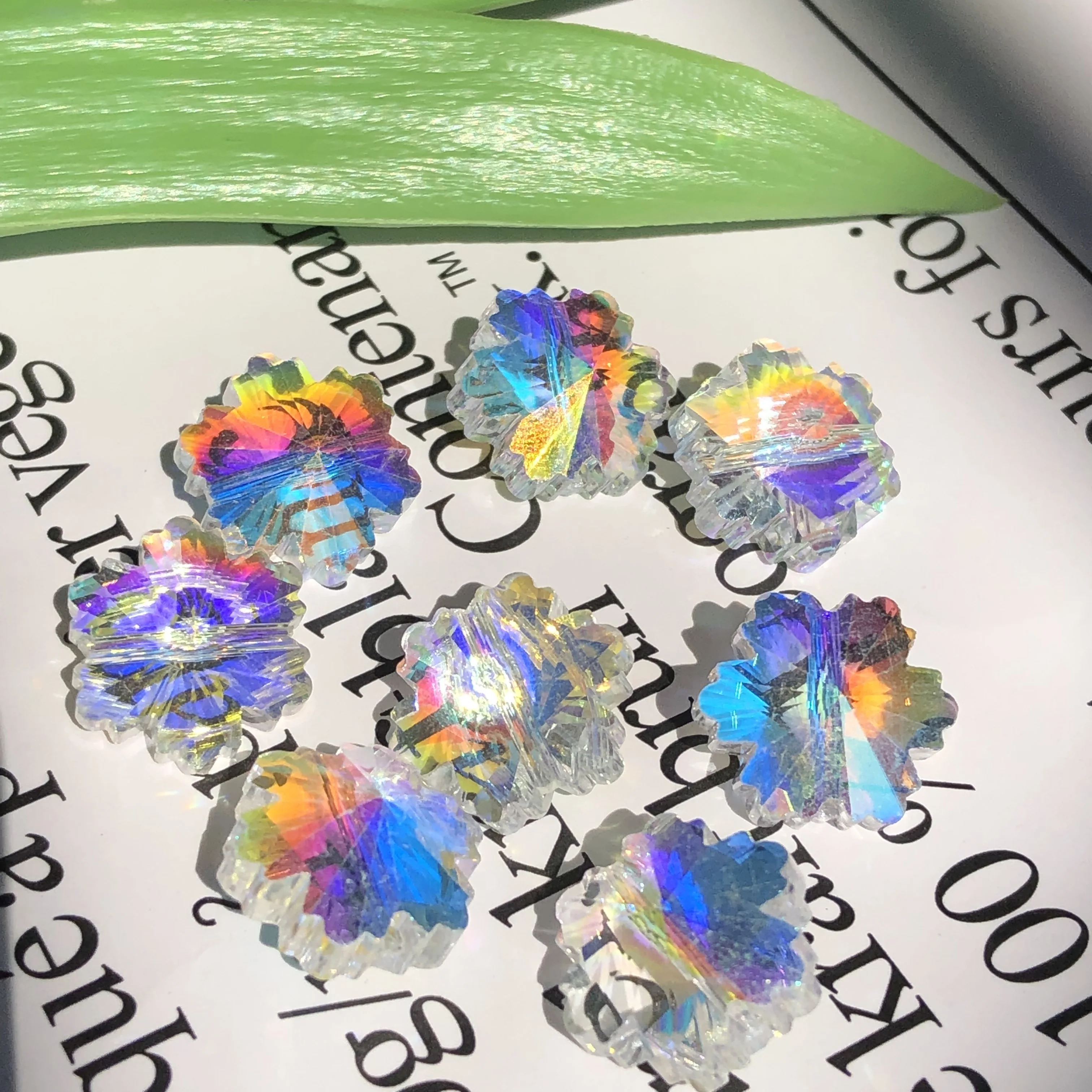 14MM Upscale Import AB Snowflake Austra Crystal Glass Loose Crafts Beads for Jewelry Making DIY Bracelet Accessories Findings