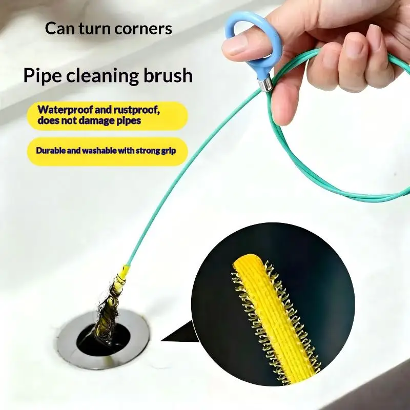 Pipeline Dredging Brush 90/130cm Sewer Bathroom Hair Removal Sink Cleaning Brush Drainage Cleaning Agent Flexible Removal Clean