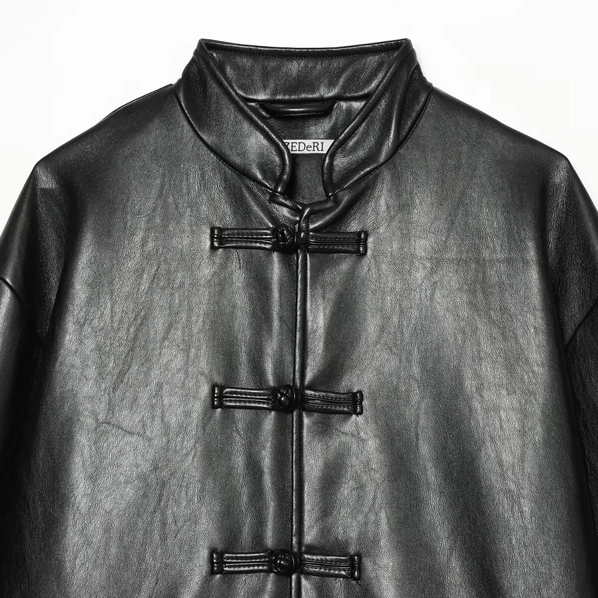 KASLEAD New Women's Leather Effect Jacket Coat with Wind Rope Buckle Long Sleeve Regular Length Polyester Fiber 100%