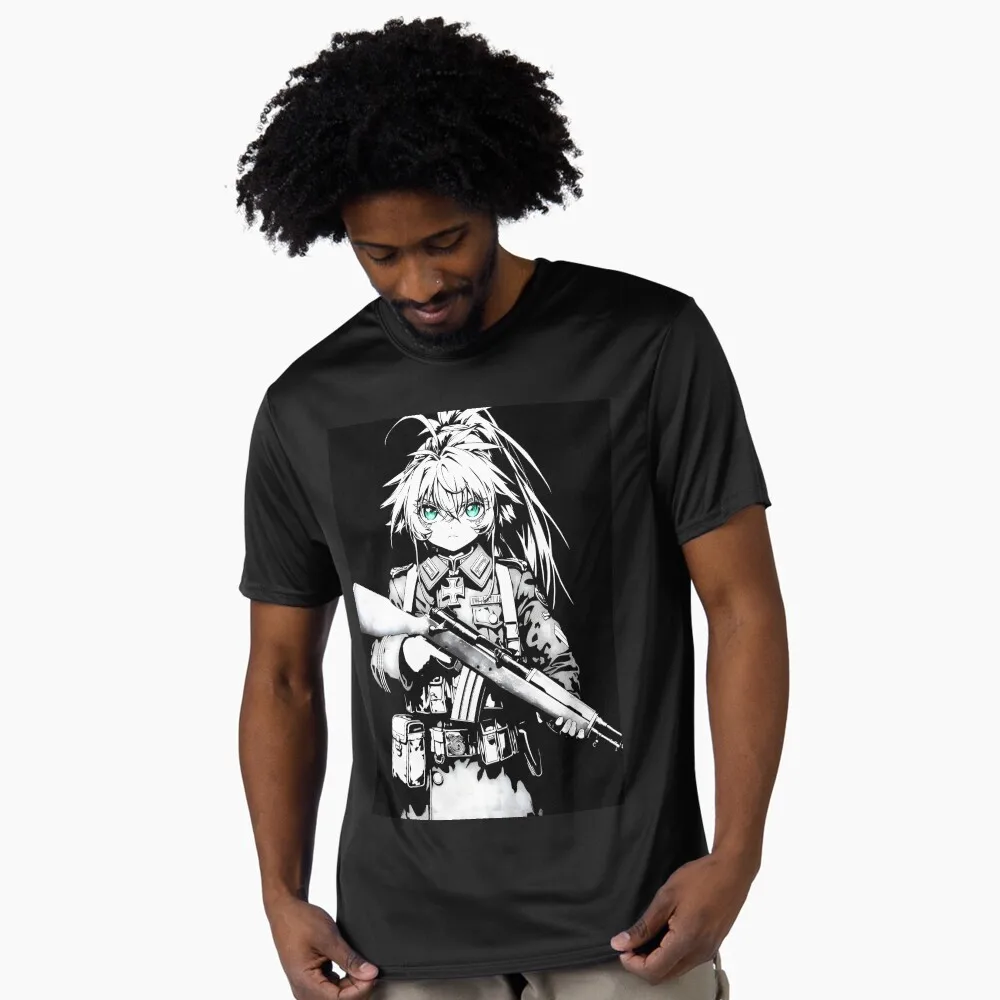 

0327 Youjo Senki The Evil Tanya Degurechaff Gift t shirt Anime girls Graphic Tee 100% cotton print Y2K clothes Large size Tops