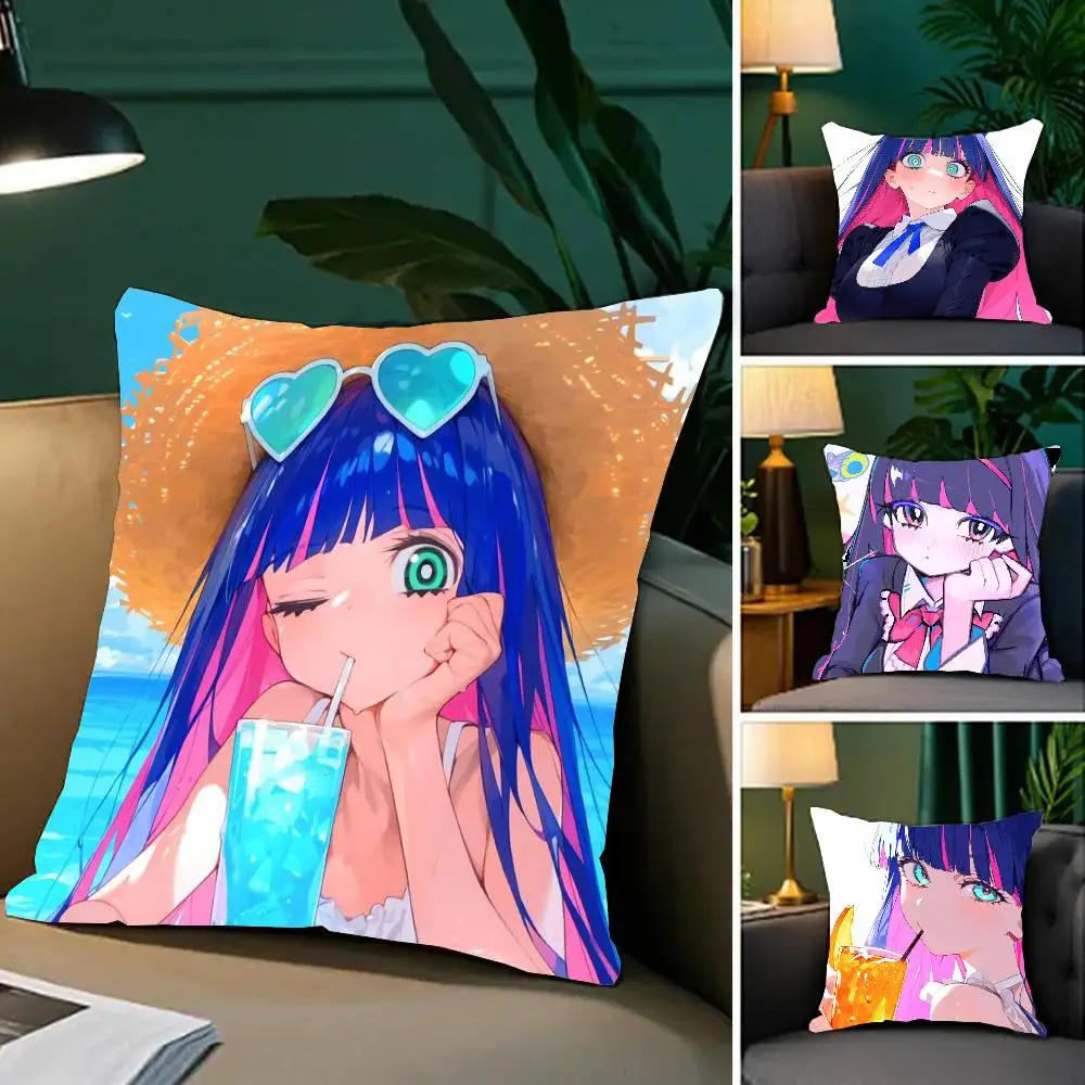 Stocking Anime P-Panty & Stocking With Garterbelt Pillow Case Fashion Square Pillowcase Bedroom Sofa Room Ins Decoration Leisure