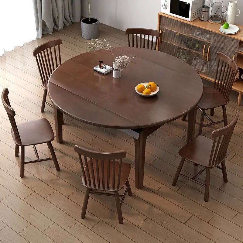 Dining table, household, modern, simple, small apartment, solid wood, telescopic, folding, multi-functional