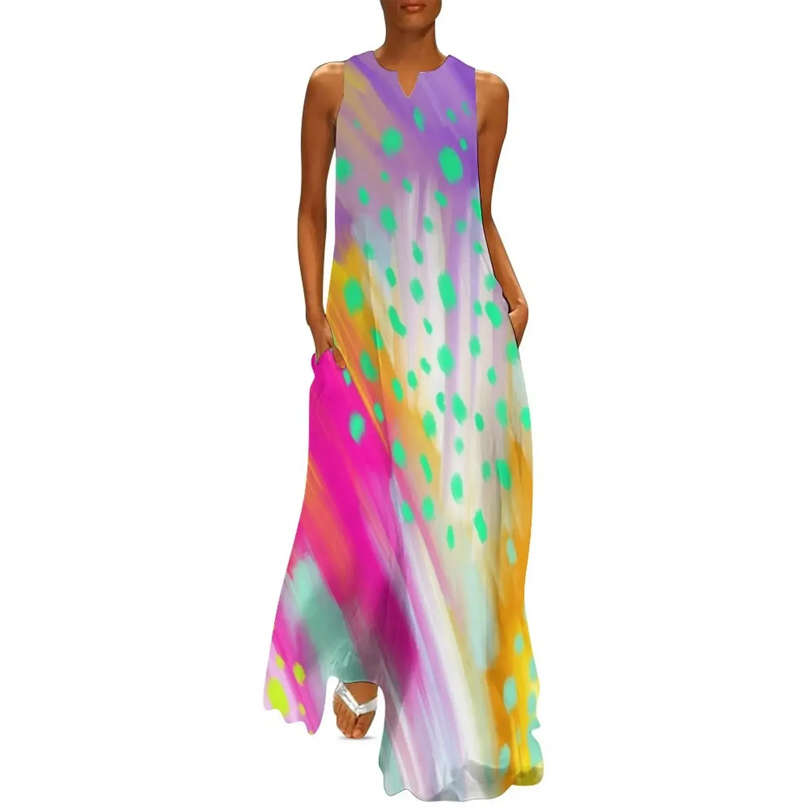 

Colorful Abstract Painting Long Dress evening dresses ladies Women's long dress dress party night